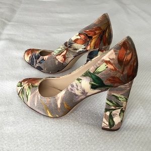 Nine West floral velvet heels